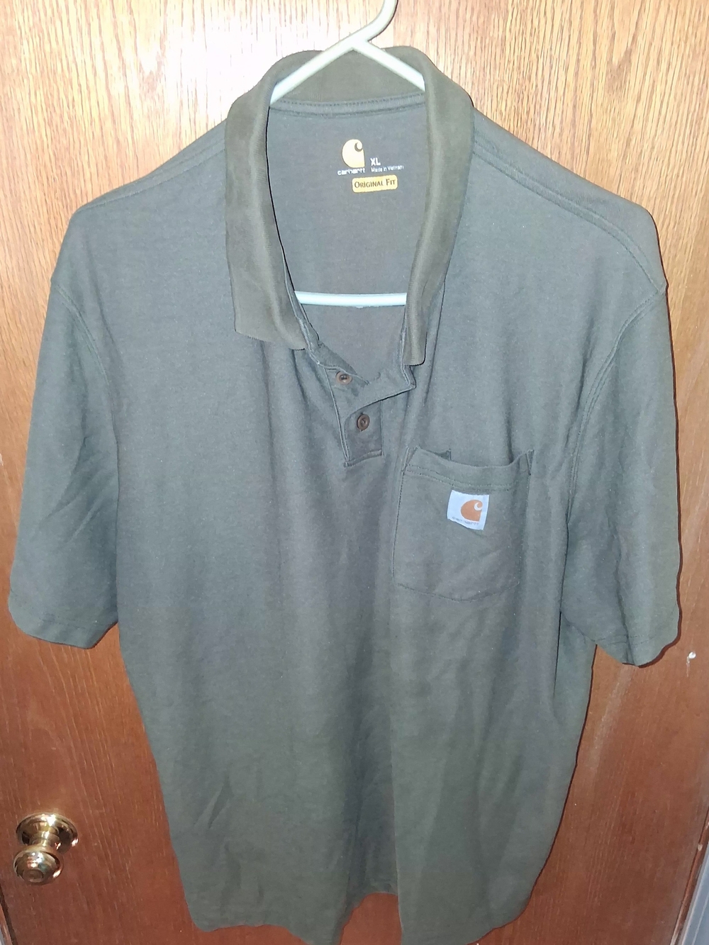 Carhartt Men's Olive Green Polo Shirt with Pocket - Classic Fit